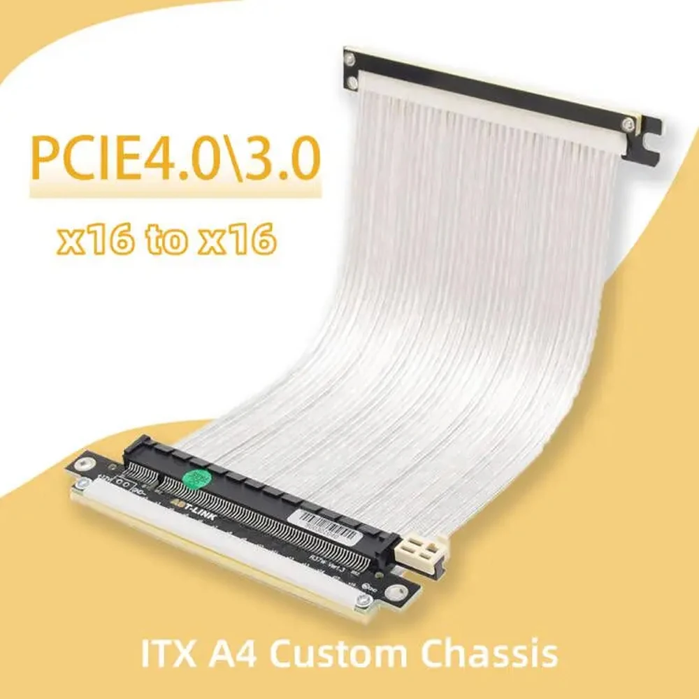 Itx Gpu Riser Pcie 4.0 16X - Perak Putih Terbalik PCIE 4.0 Terlindung