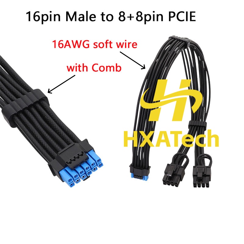Dual 8Pin To 16Pin 12Vhpwr Cable - HXATech-Colorful 12VHPWR ke Kabel Daya Kartu