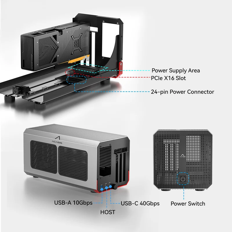 Acasis 40Gbps eGPU Enclosure T - Gpu External Dock Egpu Thunderbolt 4 ulasan dan harga