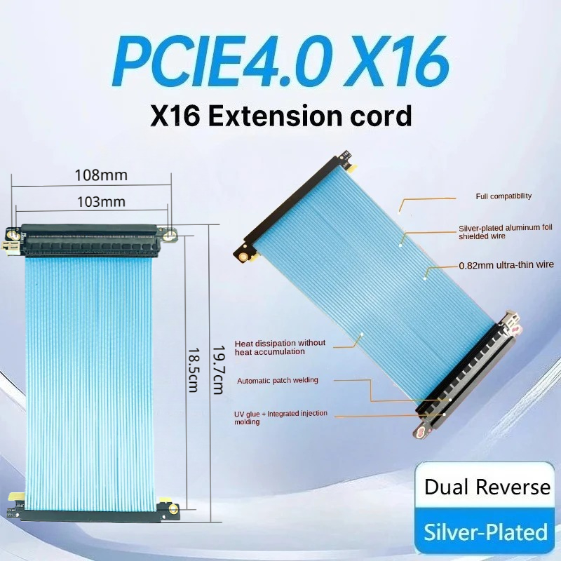 Kabel Riser Dual Reverse PCIe  - Itx Gpu Riser Pcie 4.0 16X ulasan dan harga